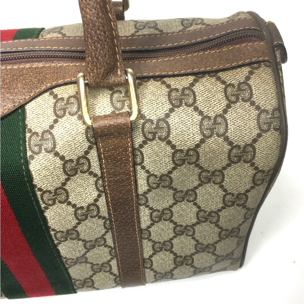 Authentic Gucci brown monogram coated canvas Boston satchel bag - Picture 8 of 16